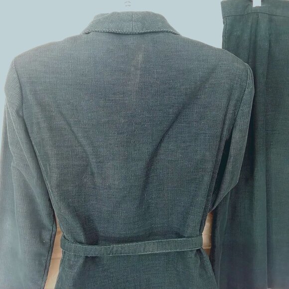 Vintage '70s 2-pc Set Suit Corduroy Blazer Belted + Skirt Kick Pleat S/M(6-8) - Picture 6 of 10